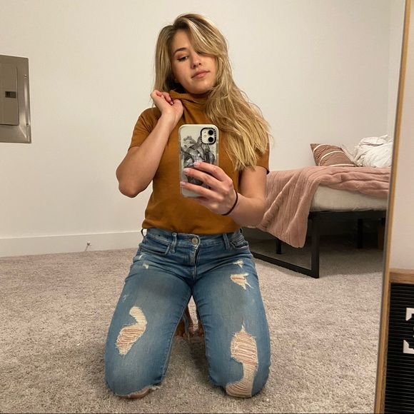 Turtle Neck Talbots Burnt Orange Short Sleeve Top Medium - Picture 3 of 6